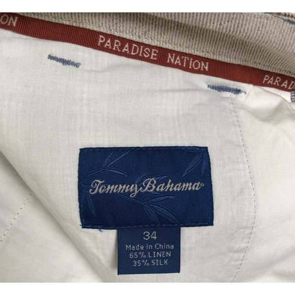 TOMMY BAHAMA Shorts Men's 34 Blue Plaid Linen Silk Paradise Nation Beach Resort - Picture 4 of 9